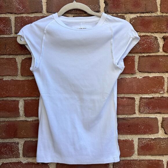 We The Free People Ever Had Tee White Ribbed Cotton Blend T-Shirt Womens Medium - Picture 3 of 10